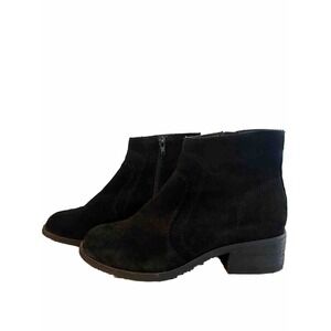 New Gibson Latimer Black Leather Ankle Boots Side Zip Heeled Booties Women’s 6.5